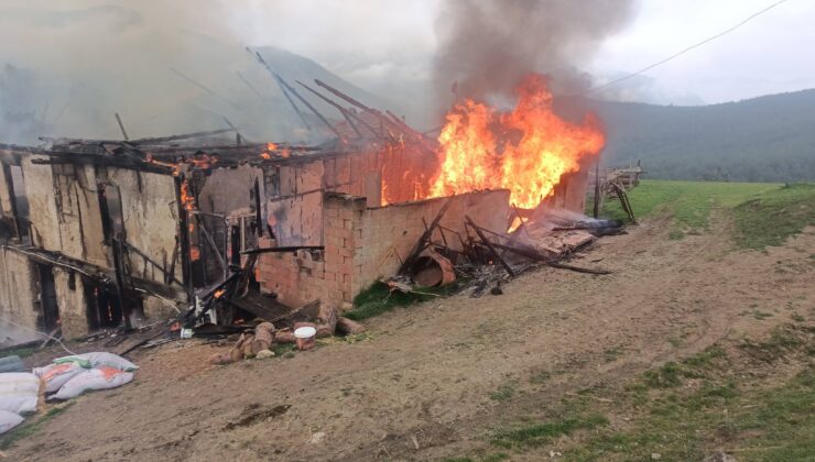 Ahşap ev alev alev yandı