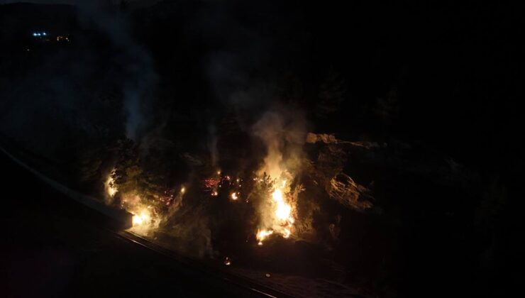 Örtü yangınında 1 dönüm alan zarar gördü