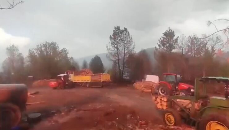 Orman işçilerinin yakınına yıldırım düştü